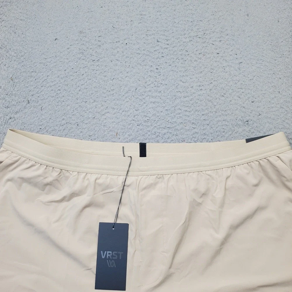 VRST Running Shorts Mens XXL Tan Lined Relaxed Fit Stretch Elastic Waist Pull On